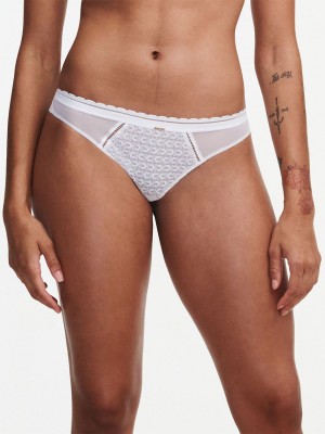 White Women Chantelle Monogram Cheeky Bikini Bottoms | FEO9861BJ