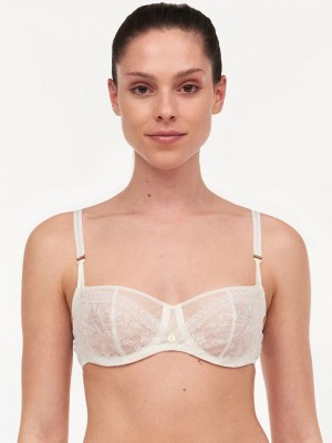 White Women Chantelle New Romance Lace Underwire Demi Bras | CMN9710LA