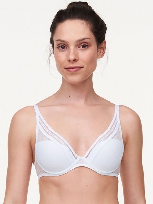 White Women Chantelle Only Manhattan Plunge T-Shirt Bra | LSK1485UU