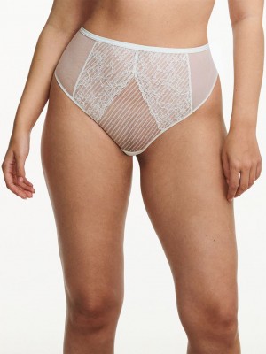 White Women Chantelle tXture High- Waisted Thong Panty | WCS8084ZP