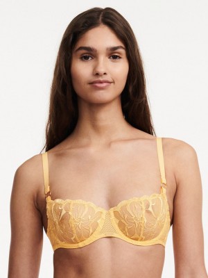 Yellow Women Chantelle Fleurs Demi Bras | IZN9750LA