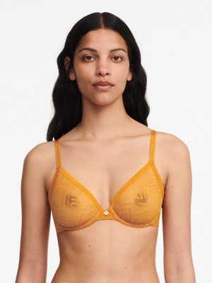 Yellow Women Chantelle Graphic Allure Sheer Underwire Unlined Bra | FMZ882NV