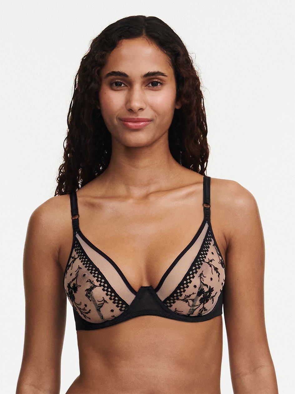 Beige Black Women Chantelle Suzy Lace Underwire Bras | JDH9914NP