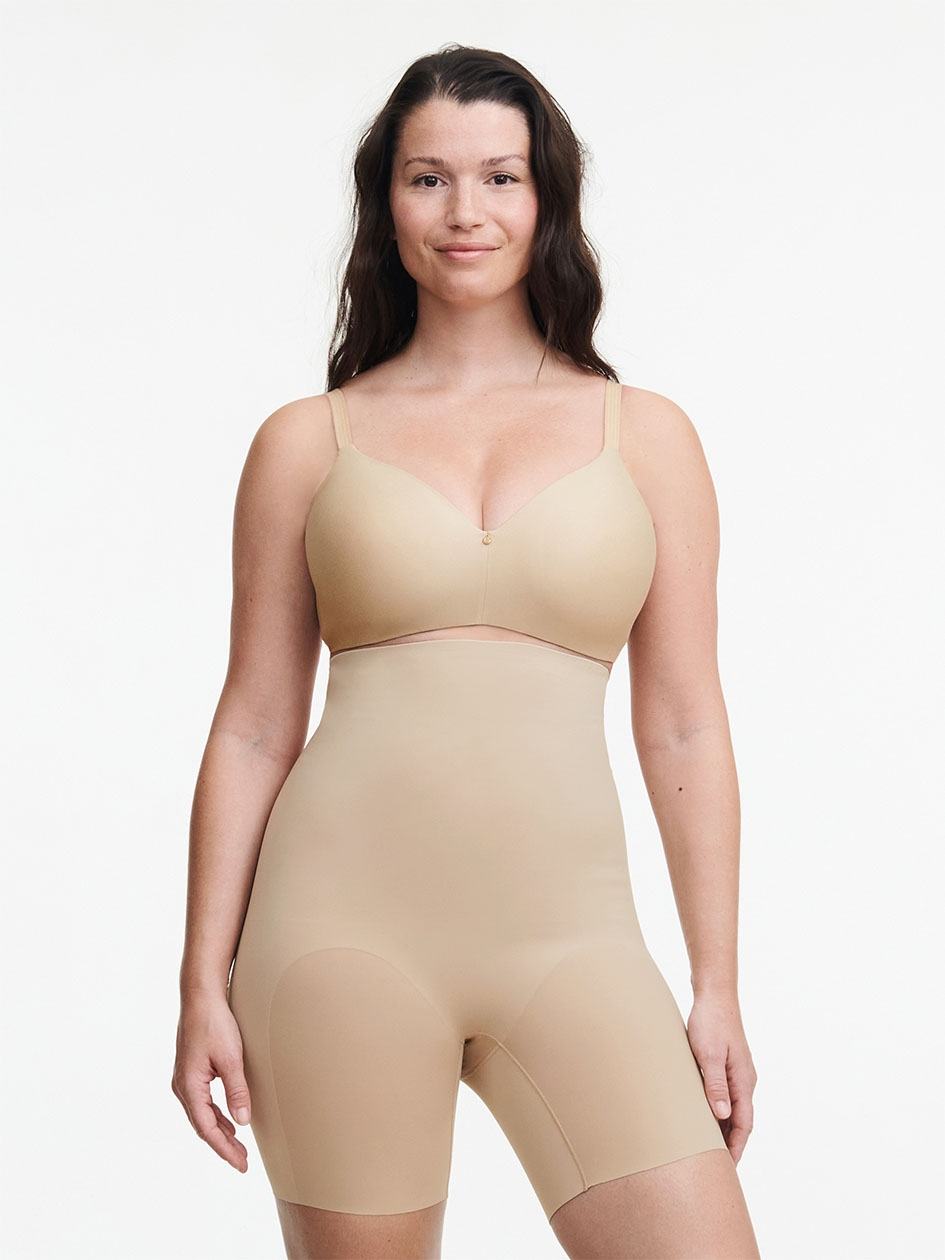 Beige Brown Women Chantelle Basic Shaping Open Bust Mid-Thigh Shaper Bodysuit | MNH3729UZ