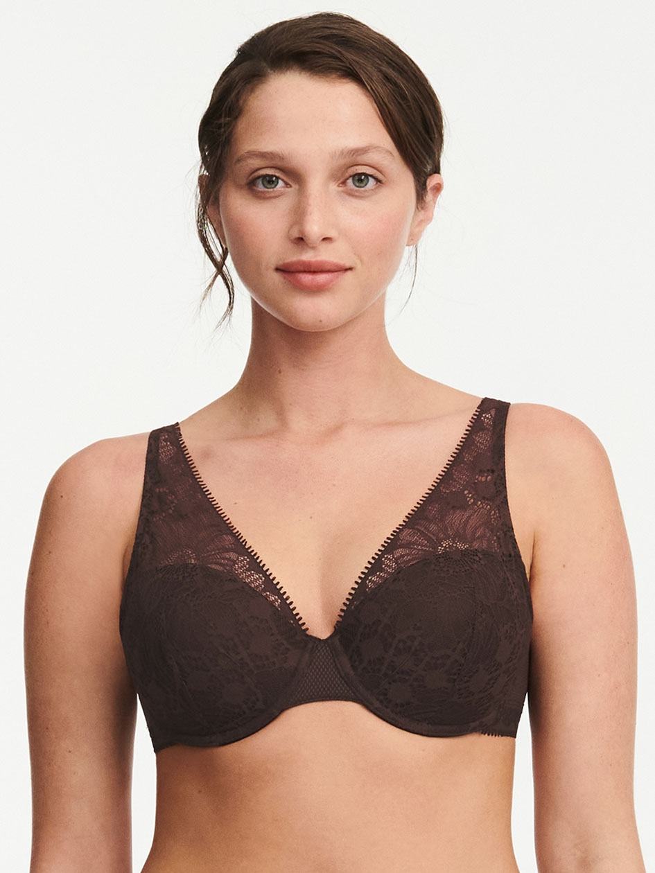 Beige Brown Women Chantelle Day to Night Lace Lightweight Plunge Bras | WXI1533LE