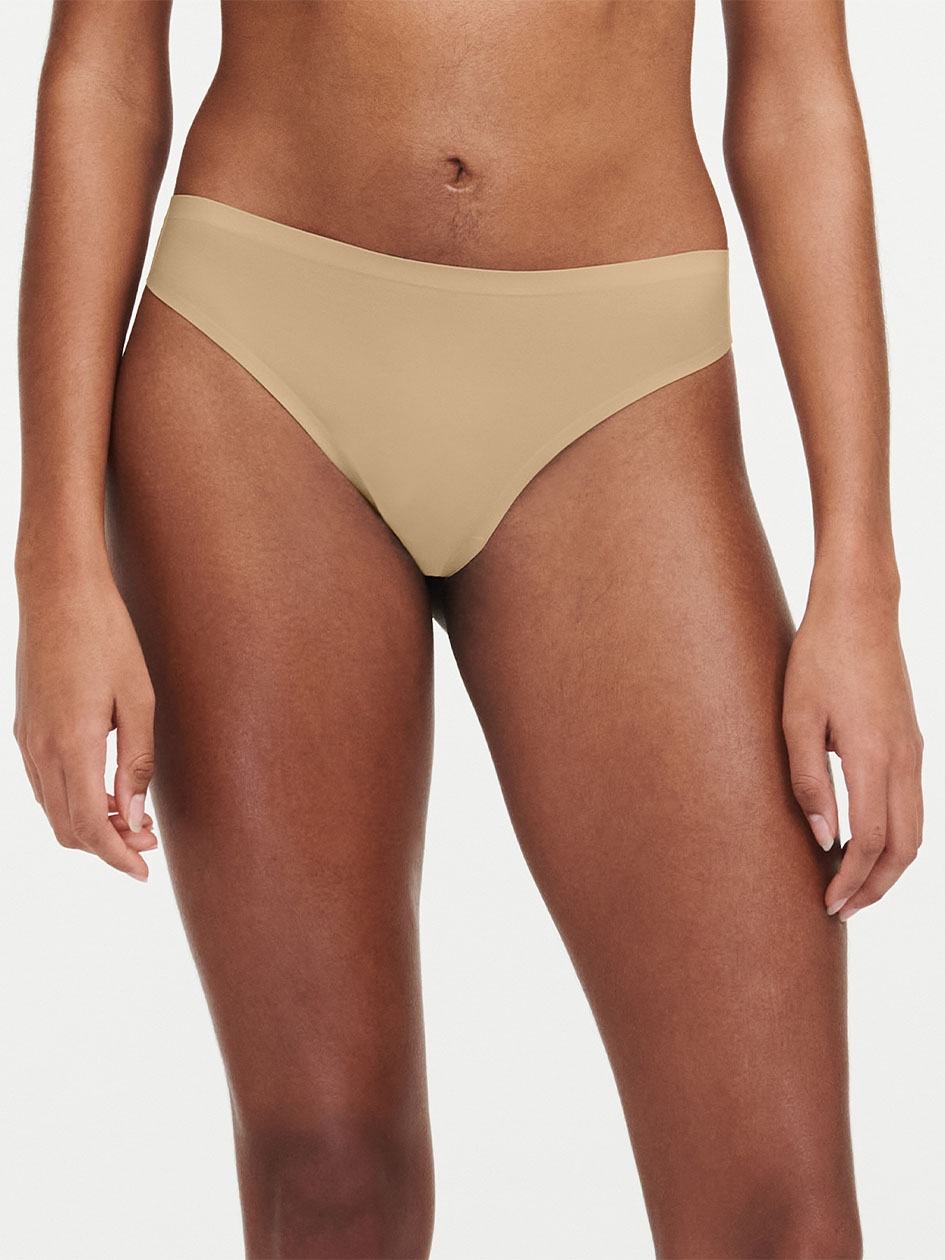 Beige Brown Women Chantelle SoftStretch Thong Panty | ZGU10035ER