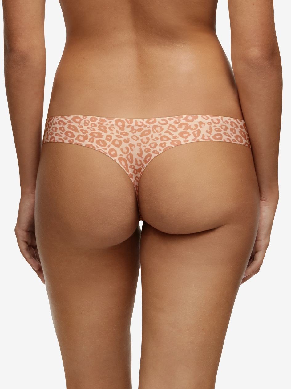 Beige Leopard Women Chantelle SoftStretch Thong Panty | DRF113ST