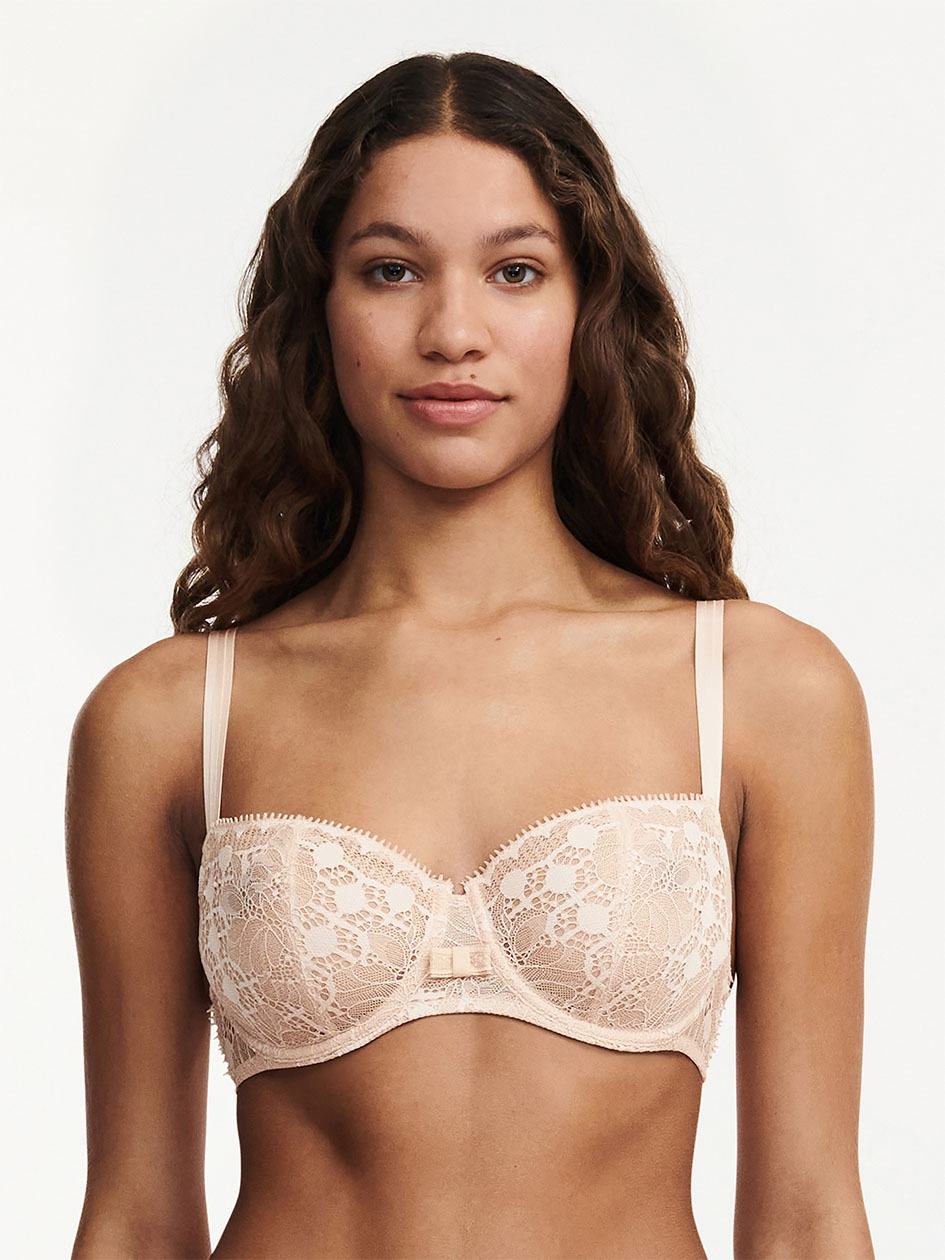 Beige Pink Women Chantelle Day to Night Lace Demi Unlined Bra | OFI6274KP