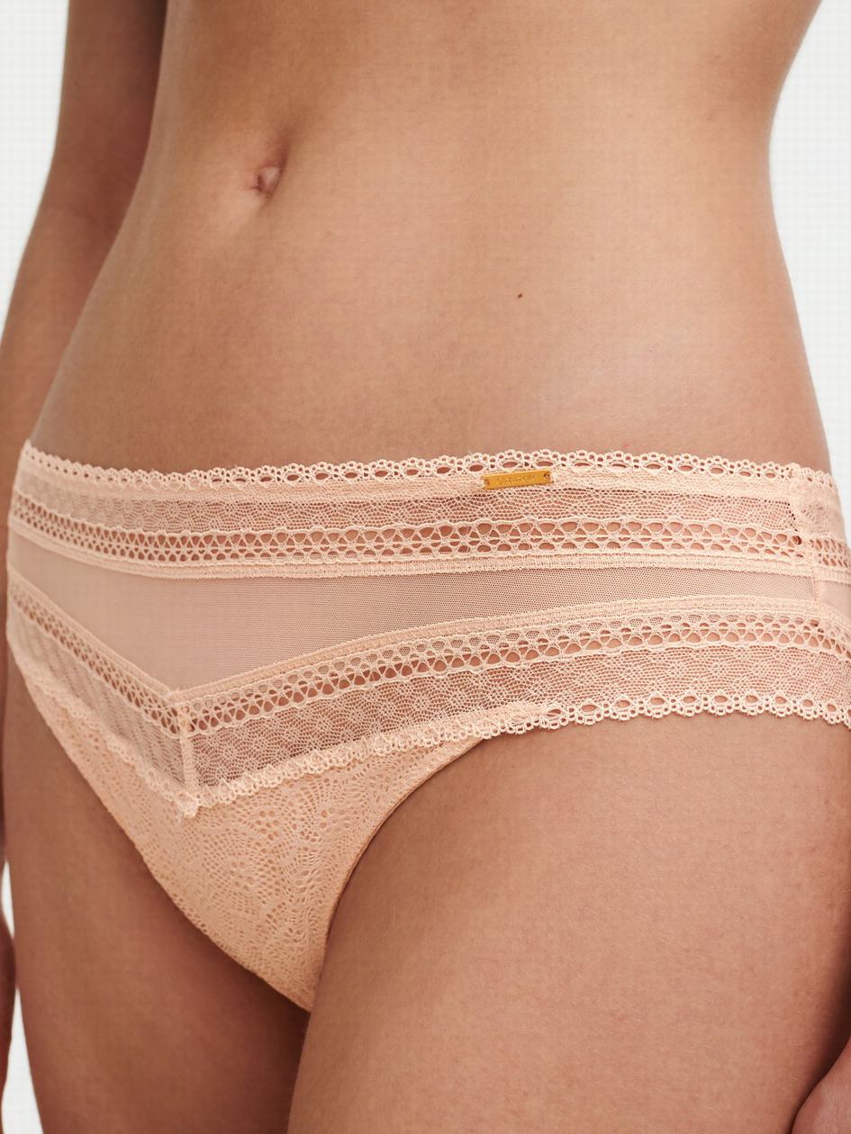 Beige Pink Women Chantelle Festivite Lace Cheeky Bikini Panty | UWN5198KU