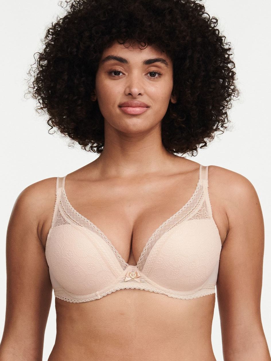 Beige Pink Women Chantelle Festivite Lace Plunge Bras | TCZ7876NG