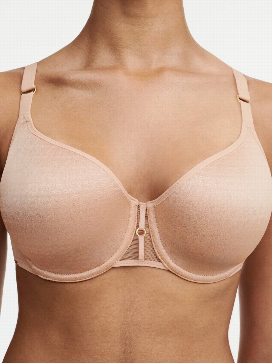 Beige Pink Women Chantelle Monogram Smooth Lightweight T-Shirt Bra | ZJI2340XD