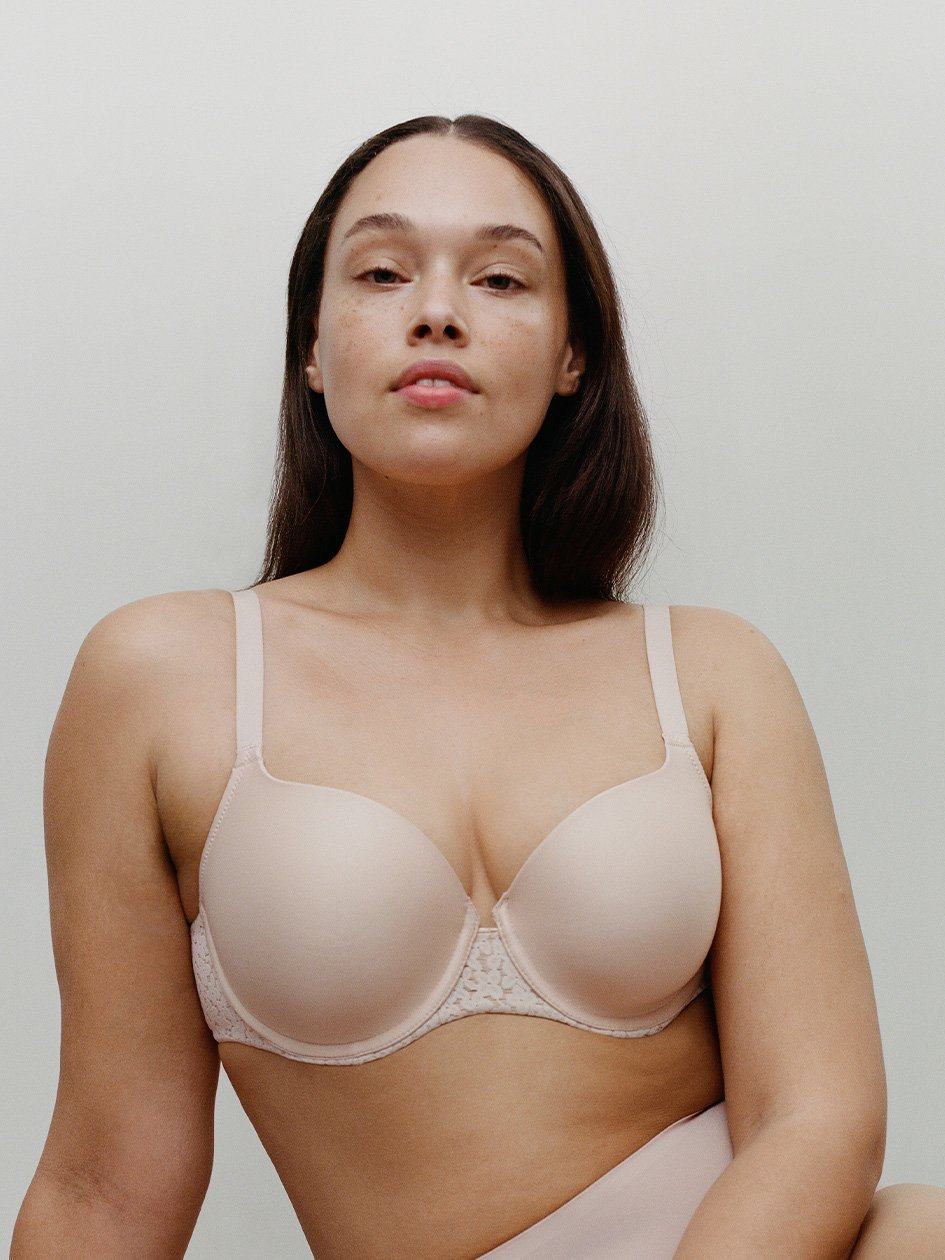 Beige Pink Women Chantelle Norah Comfort Smooth Sweetheart T-Shirt Bra | IXE698GX