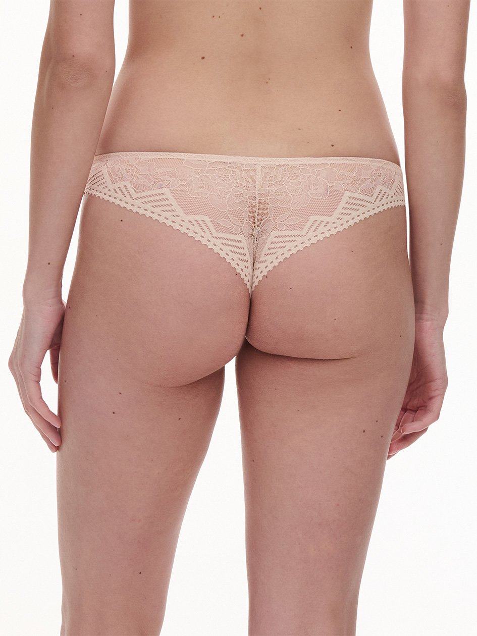 Beige Pink Women Chantelle Origins Lace Thong Panty | QEZ8395VG