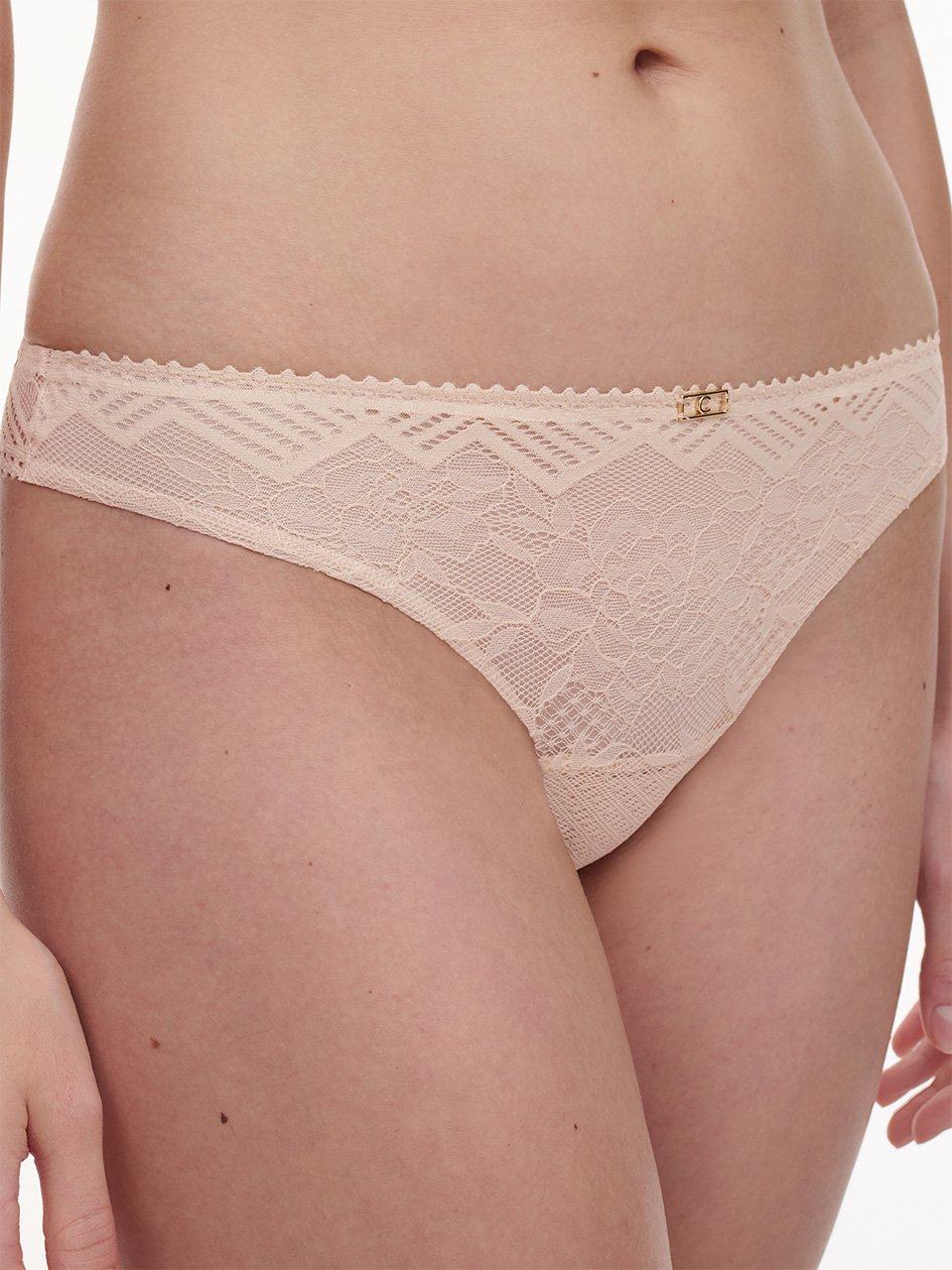 Beige Pink Women Chantelle Origins Lace Thong Panty | QEZ8395VG