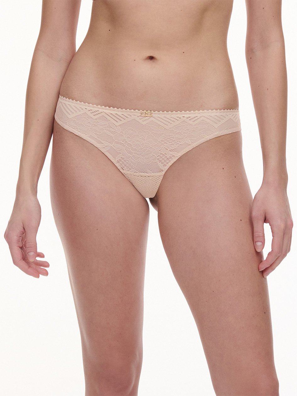 Beige Pink Women Chantelle Origins Lace Thong Panty | QEZ8395VG