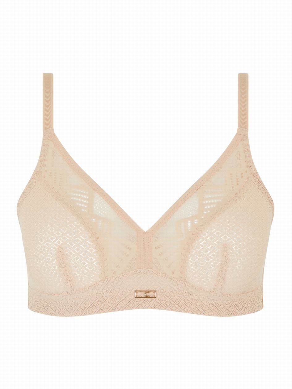 Beige Pink Women Chantelle Origins Lace Full Support Wireless Bras | FUJ6846MQ