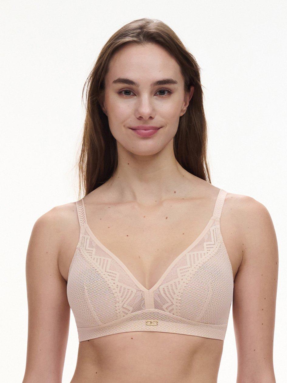 Beige Pink Women Chantelle Origins Lace Full Support Wireless Bras | FUJ6846MQ