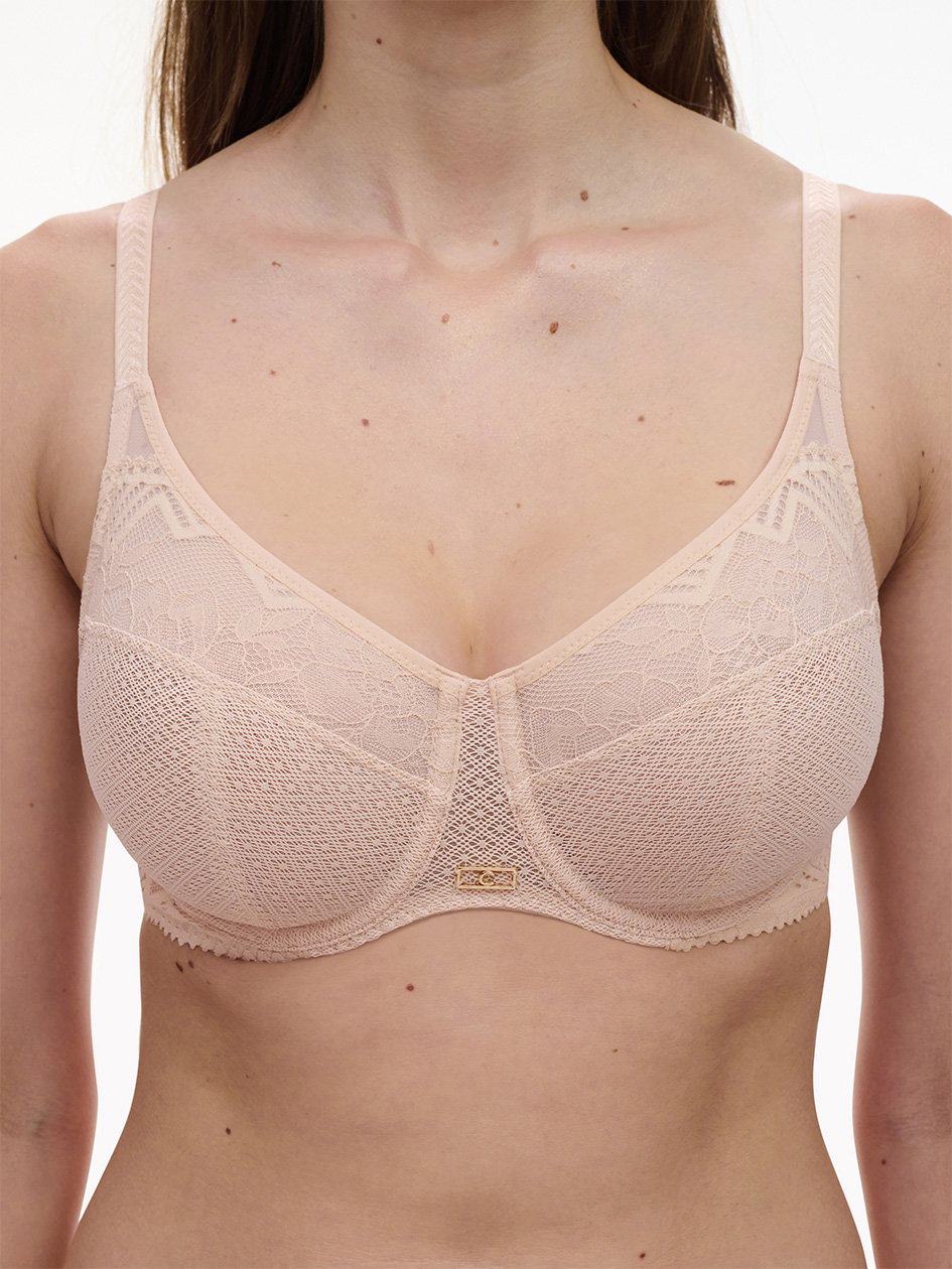 Beige Pink Women Chantelle Origins Lace Full Coverage Underwire Bras | WXJ9870CF