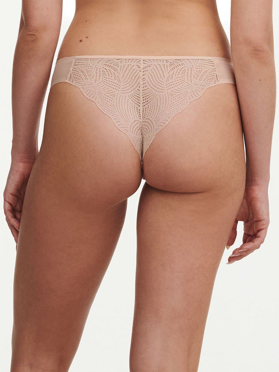 Beige Pink Women Chantelle SoftStretch Lace Thong Panty | USZ5266OY