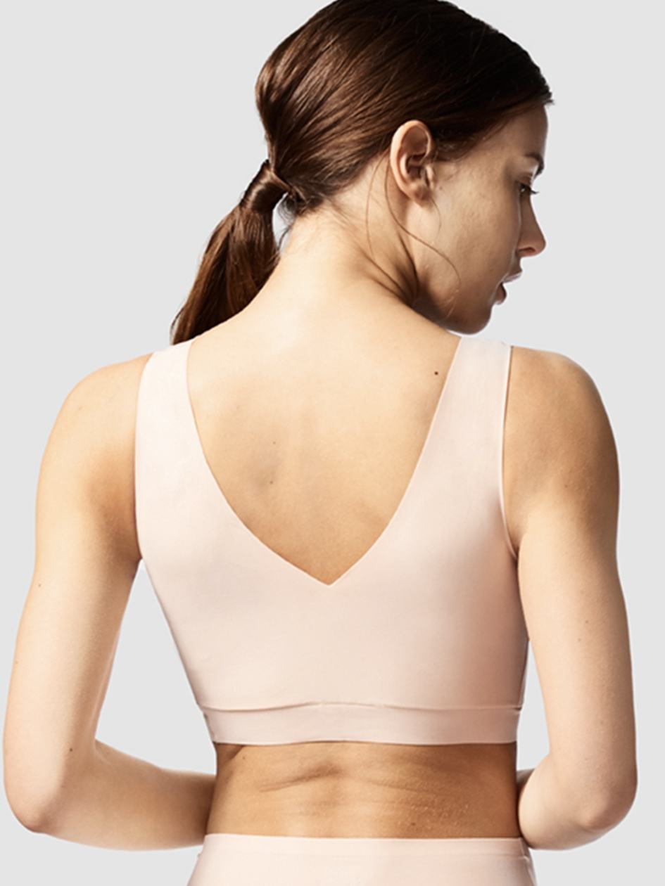 Beige Pink Women Chantelle SoftStretch Padded V-Neck Sports Bra | VAN8144NR