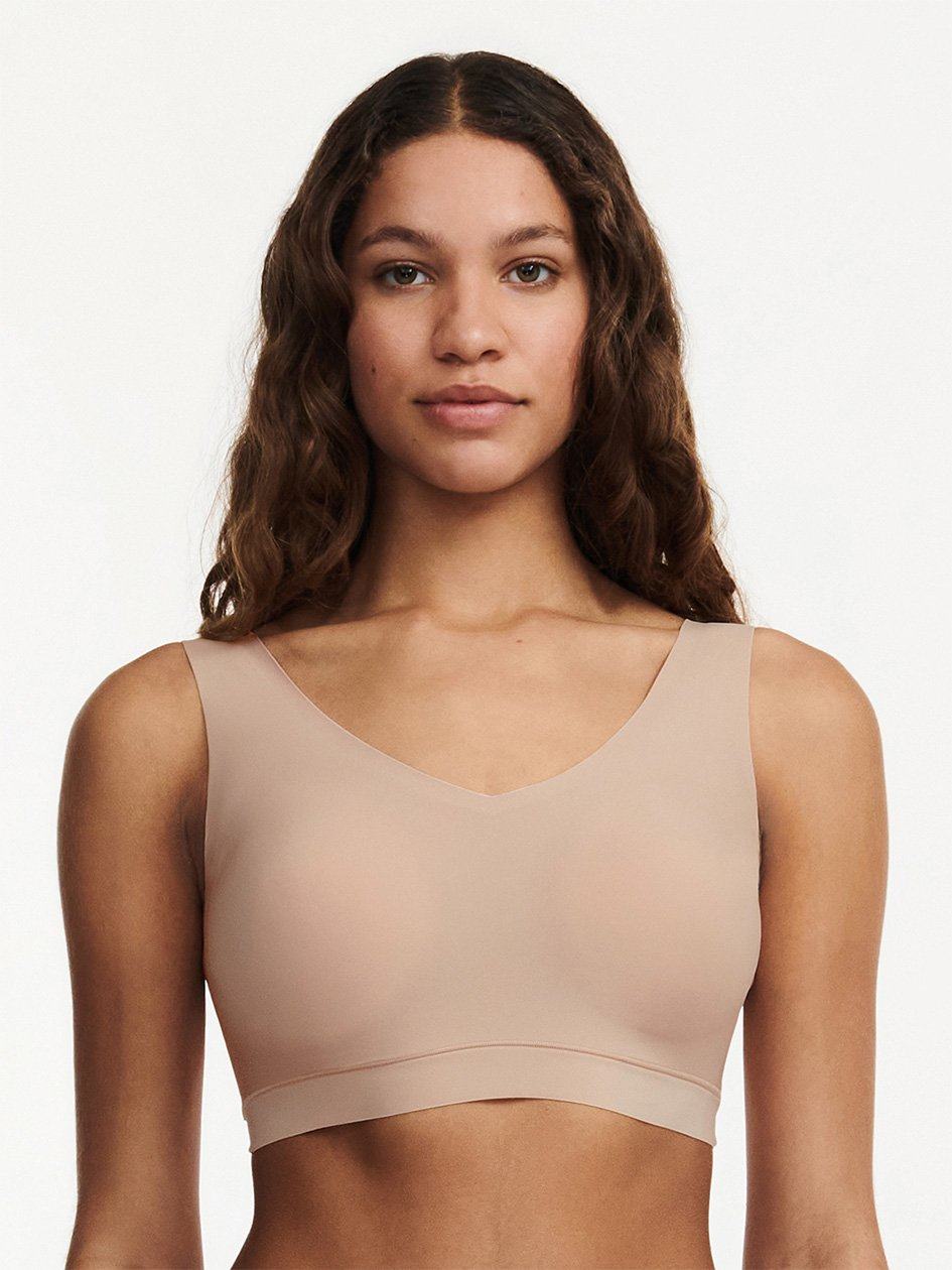 Beige Pink Women Chantelle SoftStretch Padded V-Neck Sports Bra | VAN8144NR