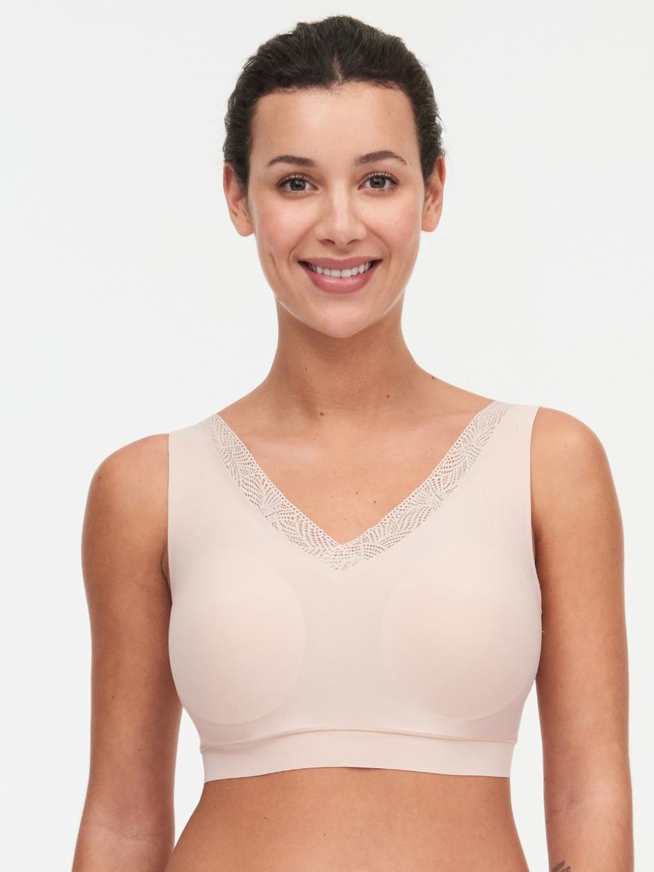 Beige Pink Women Chantelle SoftStretch Padded Top with Hook and Eye Sports Bra | NPY7993IF