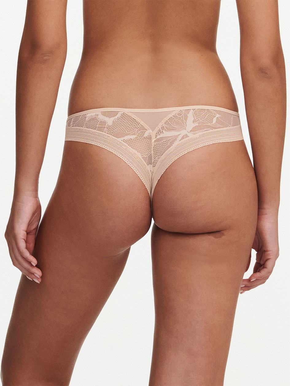 Beige Pink Women Chantelle True Lace Thong Panty | GLB4833FH