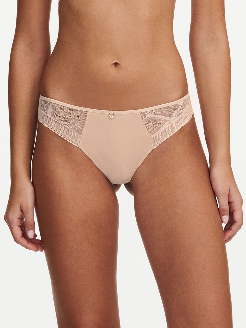 Beige Pink Women Chantelle True Lace Thong Panty | GLB4833FH