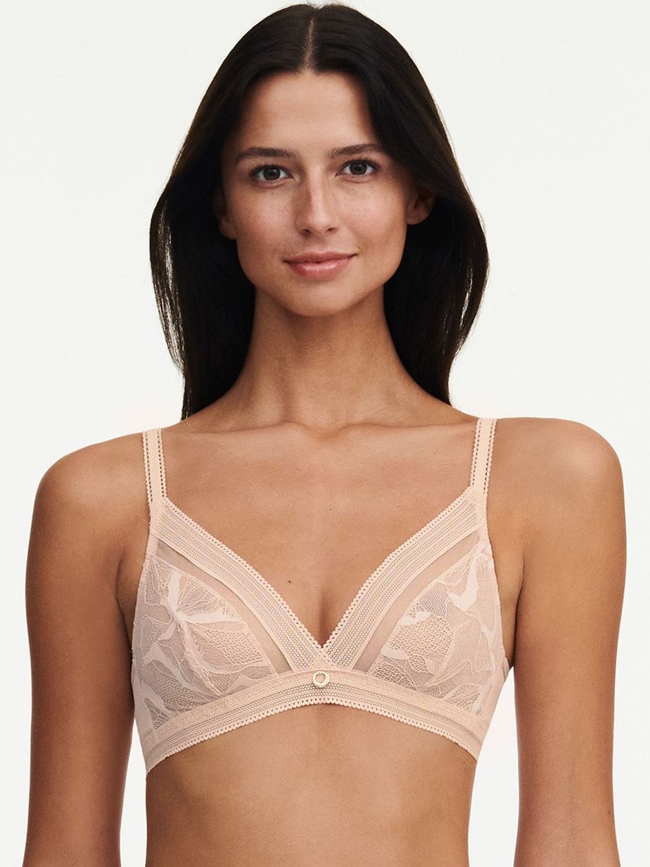 Beige Pink Women Chantelle True Lace Wireless Bras | DWI9750VO