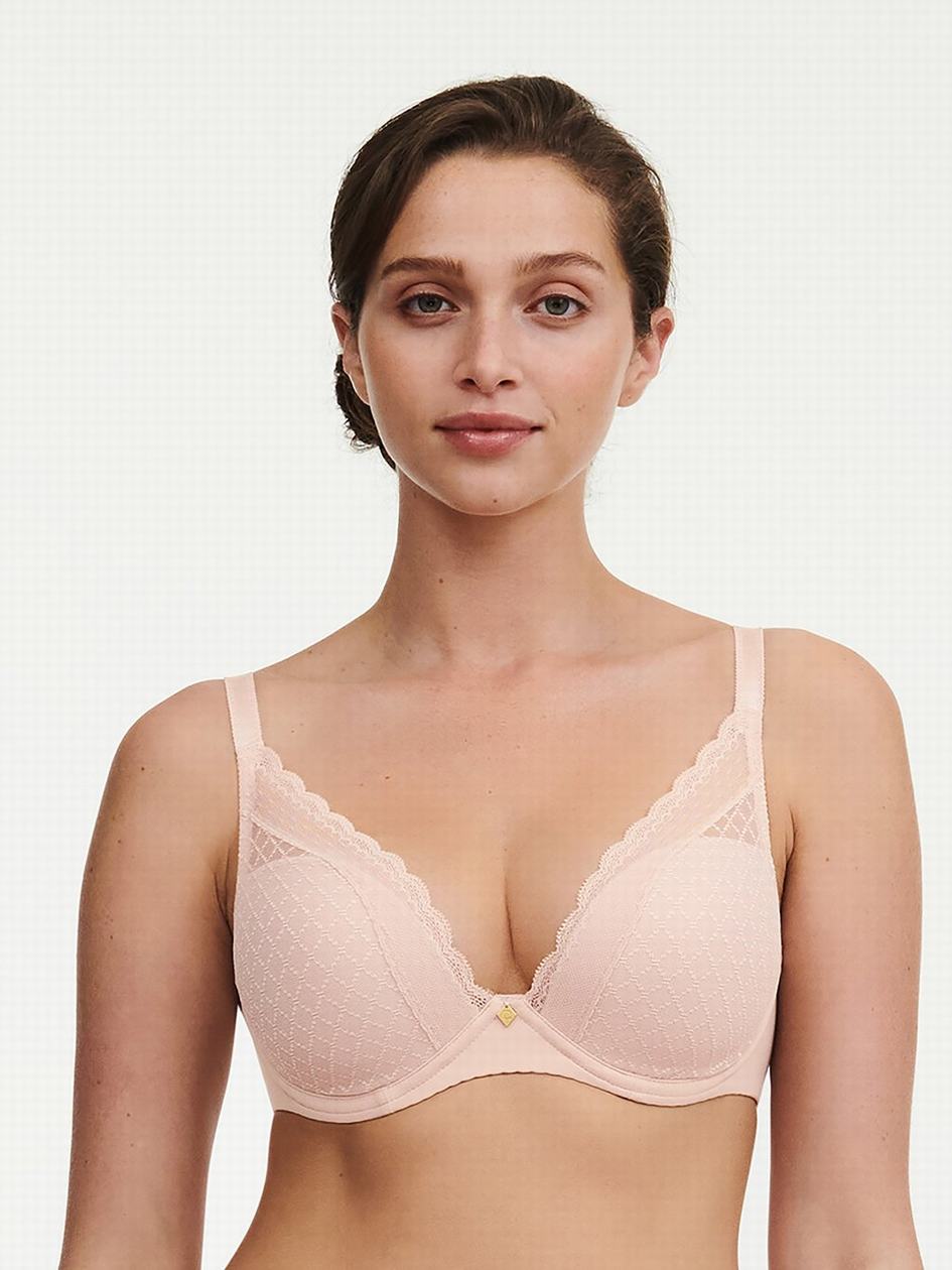 Beige Rose Women Chantelle Norah Chic Plunge T-Shirt Bra | PUY9099AQ