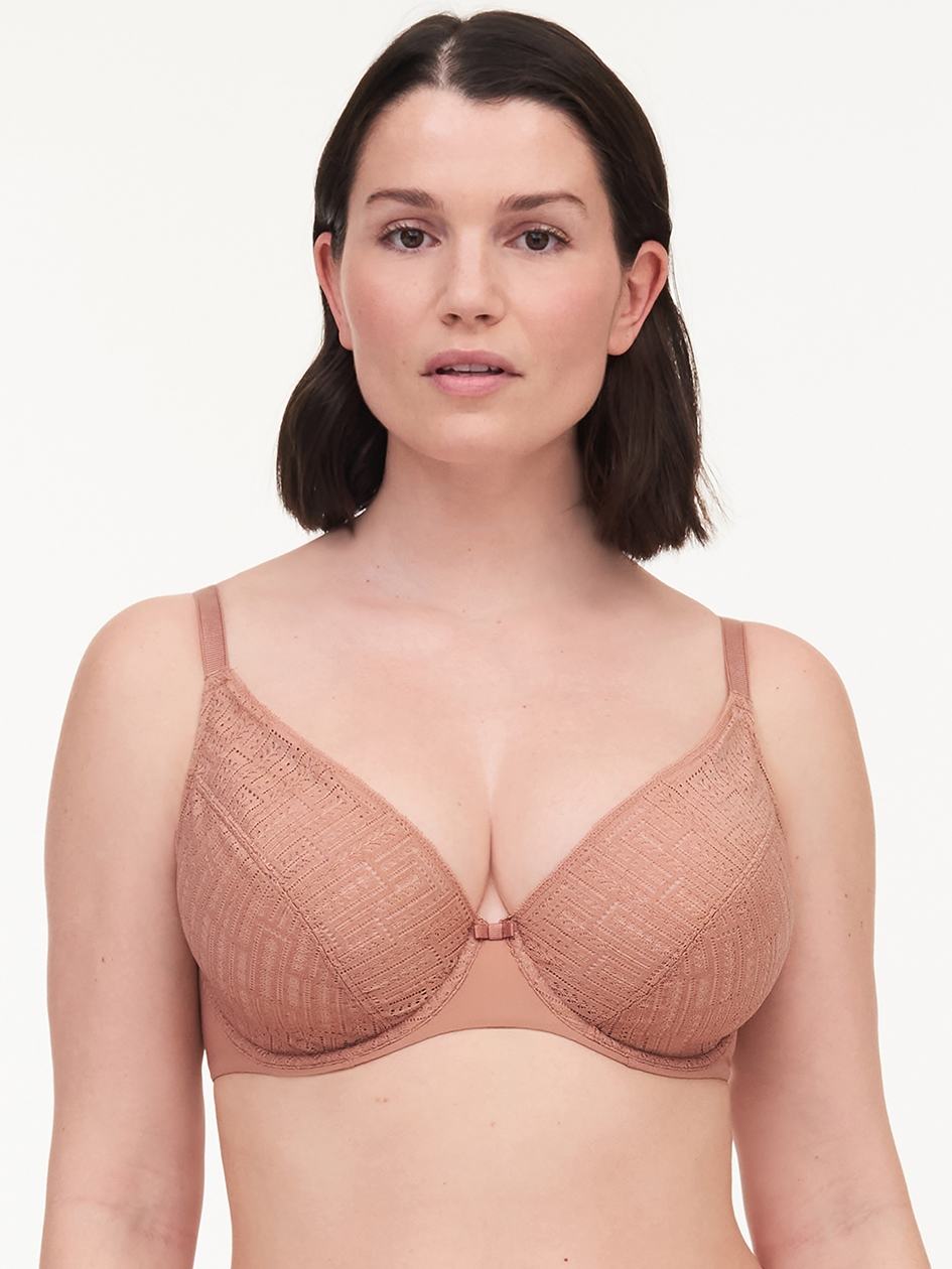 Beige Women Chantelle Everyday Graphique Full Lace Plunge Underwire Bras | QGR1741PG