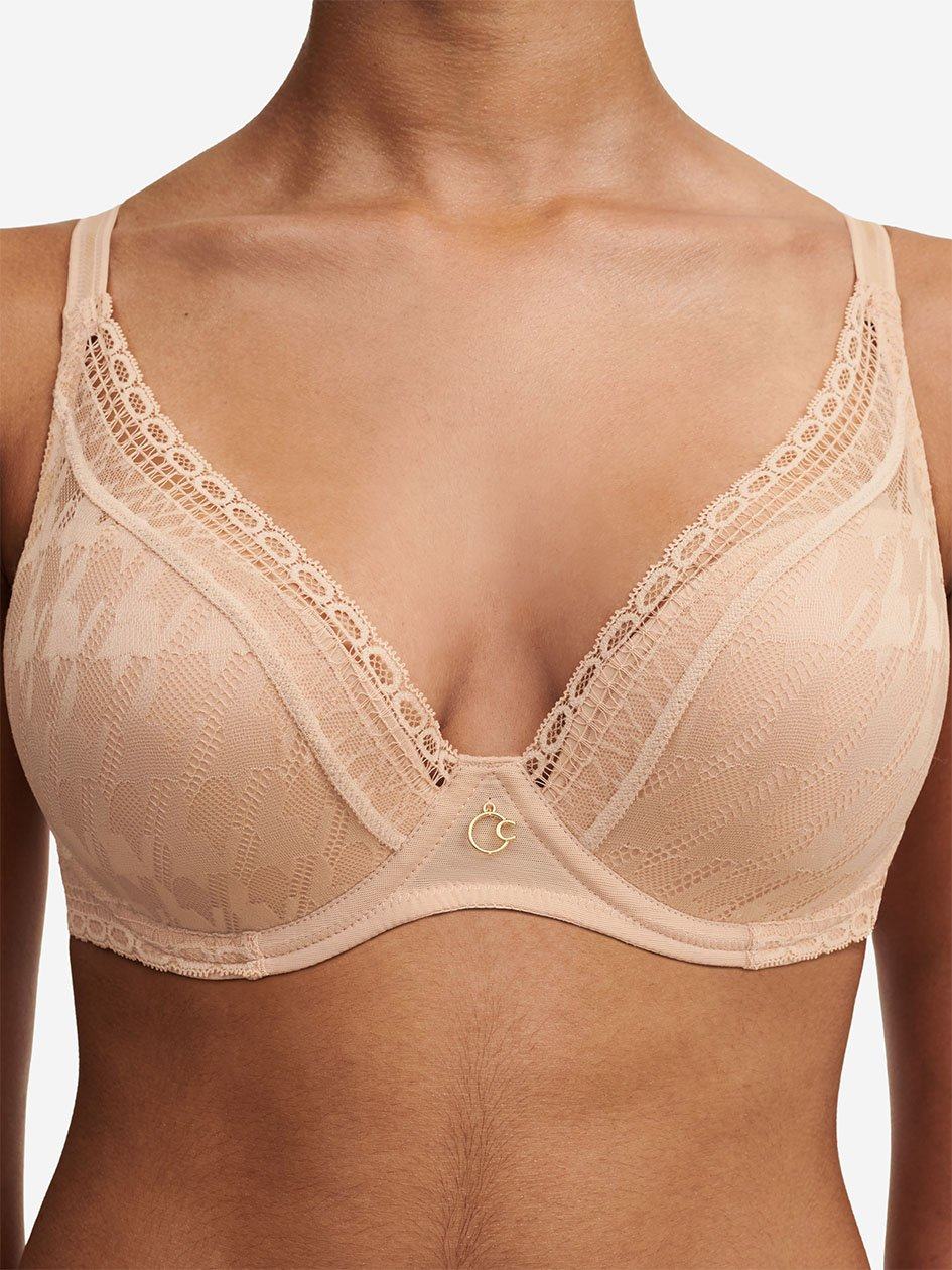 Beige Women Chantelle Impression Lace Plunge Contour Bras | DYE6379CD