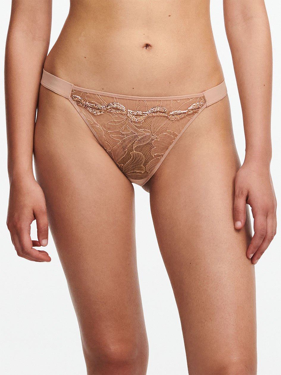 Beige Women Chantelle Xtravagant Lace Thong Panty | PRD747WD