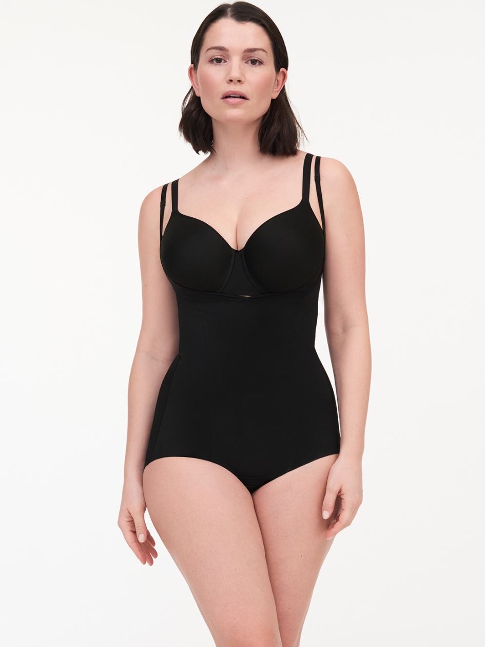 Black Women Chantelle Basic Shaping Open Bust Bodysuit | MDA9070NU