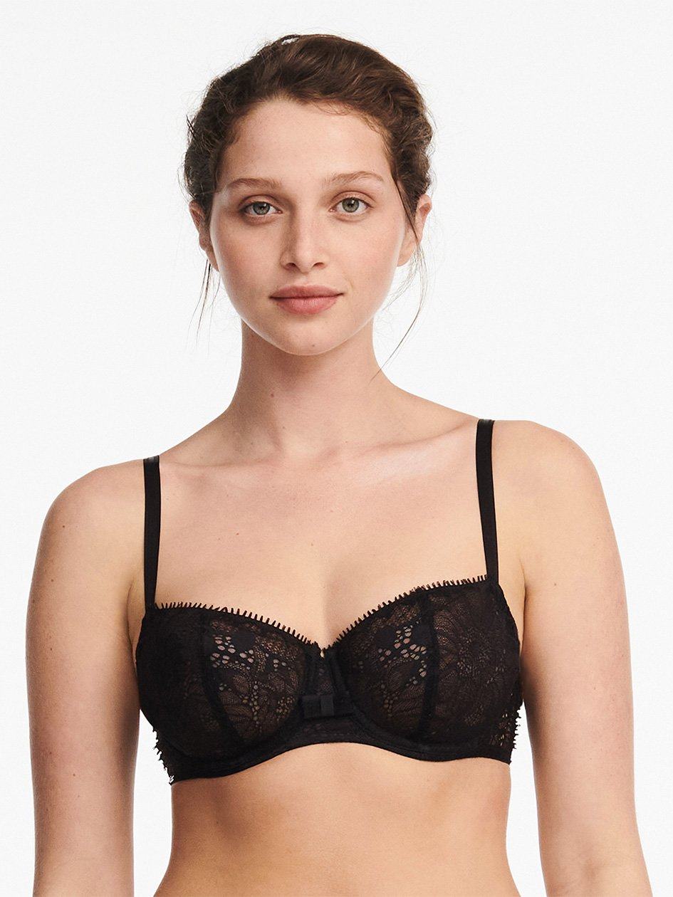 Black Women Chantelle Day to Night Lace Demi Unlined Bra | PVJ6828FQ