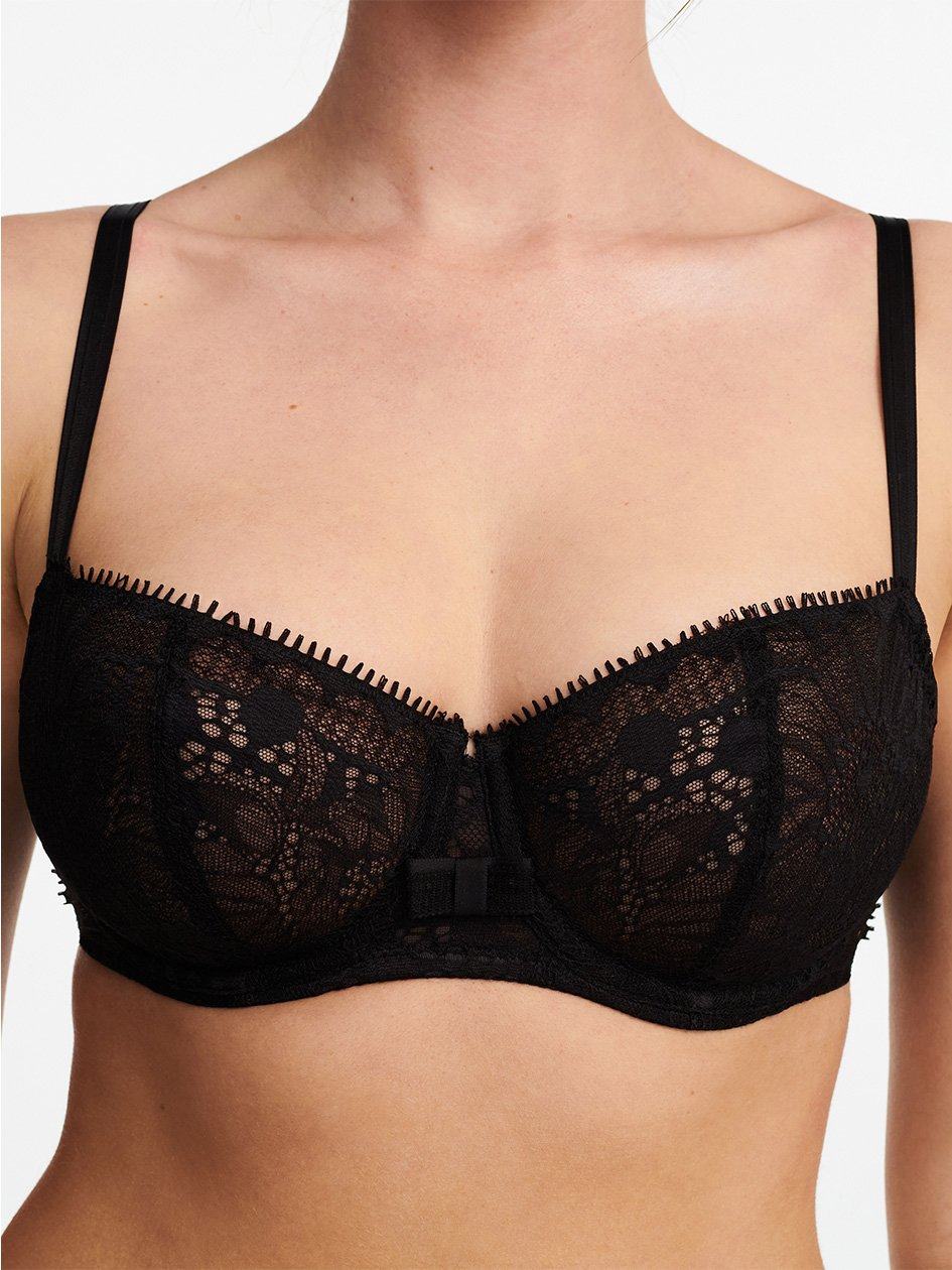 Black Women Chantelle Day to Night Lace Demi Unlined Bra | PVJ6828FQ