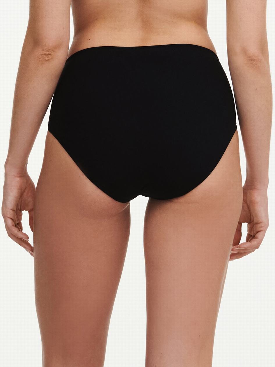 Black Women Chantelle Emblem High Waist Swim Bikini Bottoms | WNK1071MT