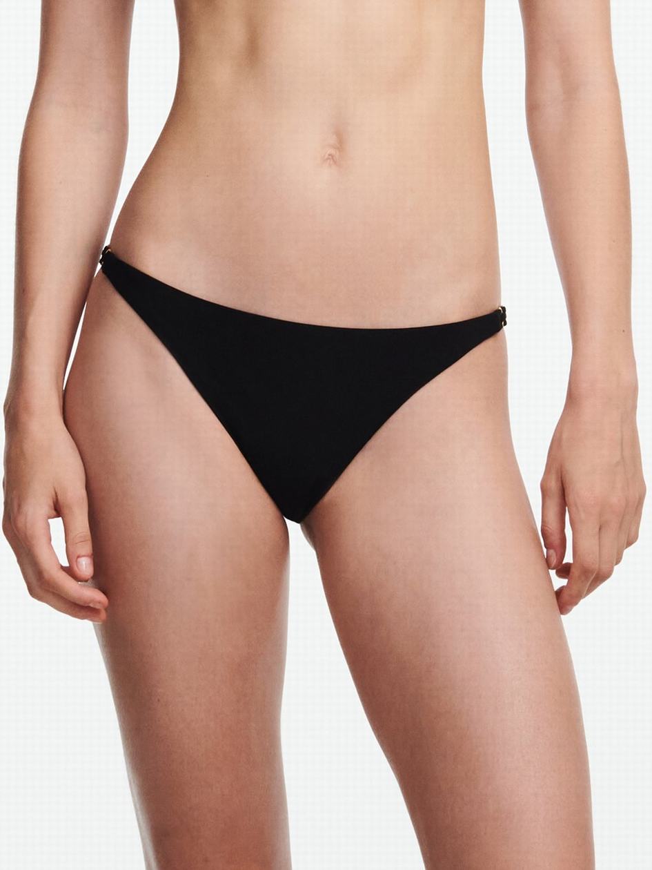 Black Women Chantelle Emblem Swim Bikini Bottoms | MLH9821MS