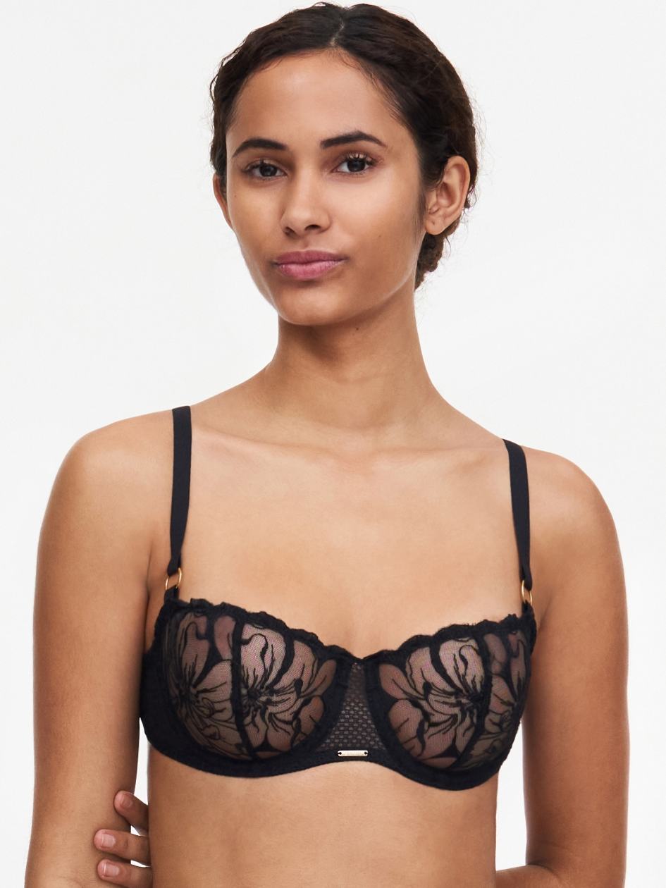 Black Women Chantelle Fleurs Demi Bras | MAD6111VQ