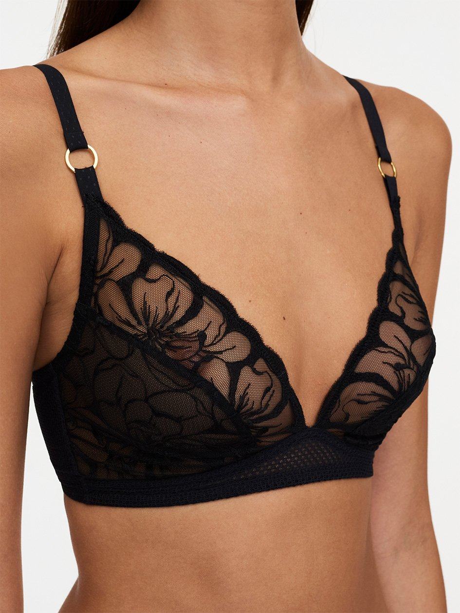 Black Women Chantelle Fleurs Wirefree Bras | USI6322FG