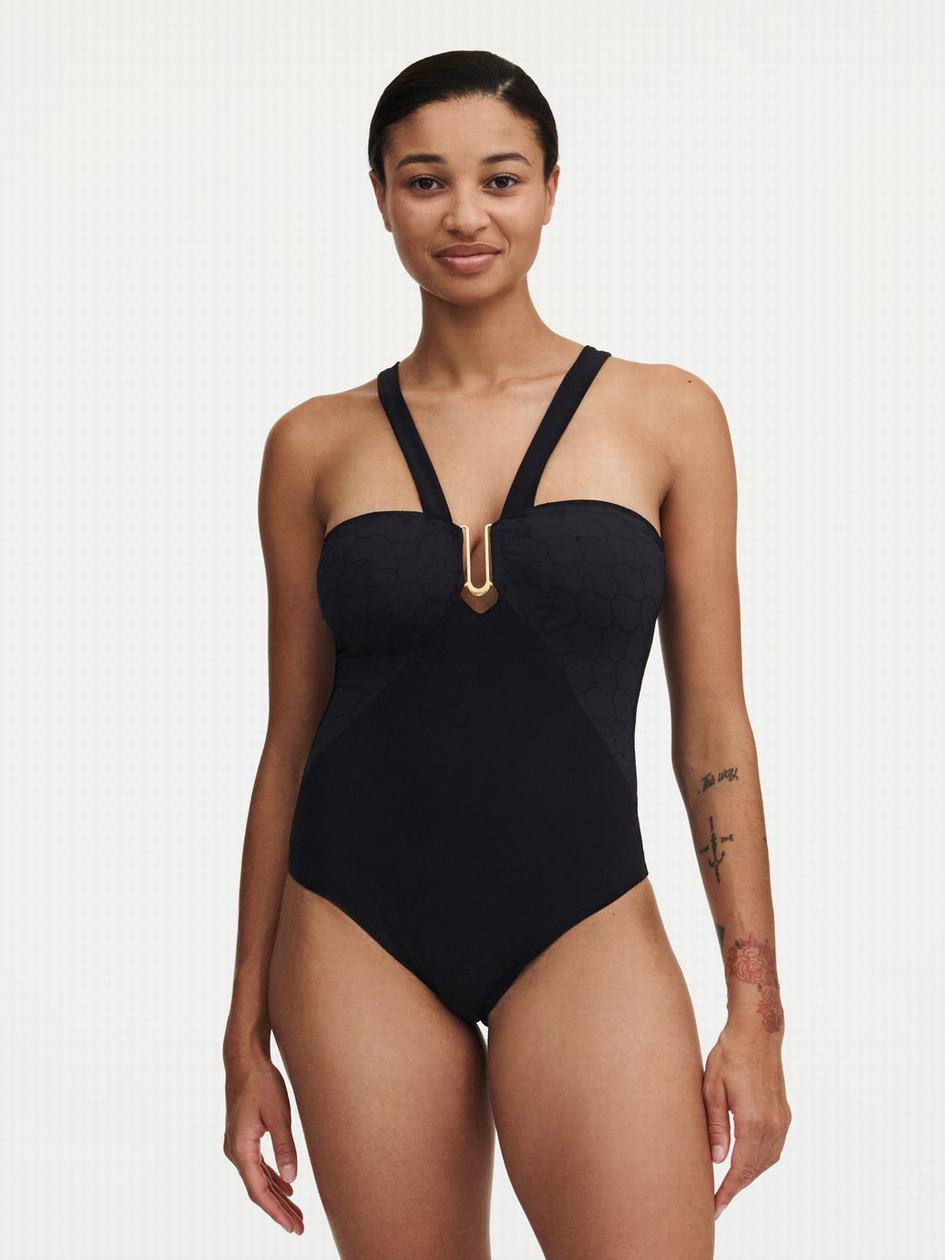 Black Women Chantelle Glow Wireless Swimsuits | BLK7416JG