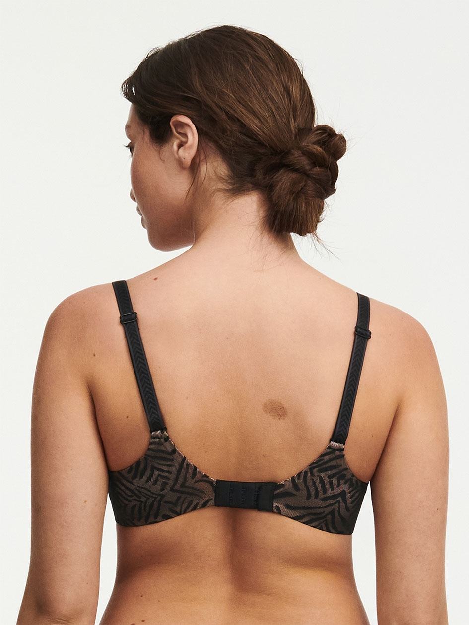 Black Women Chantelle Graphic Allure Lace Plunge T-Shirt Bra | USP6265PQ