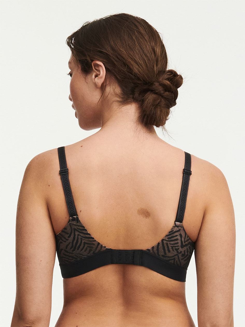 Black Women Chantelle Graphic Allure Lace Plunge Unlined Bra | TJB4419XL