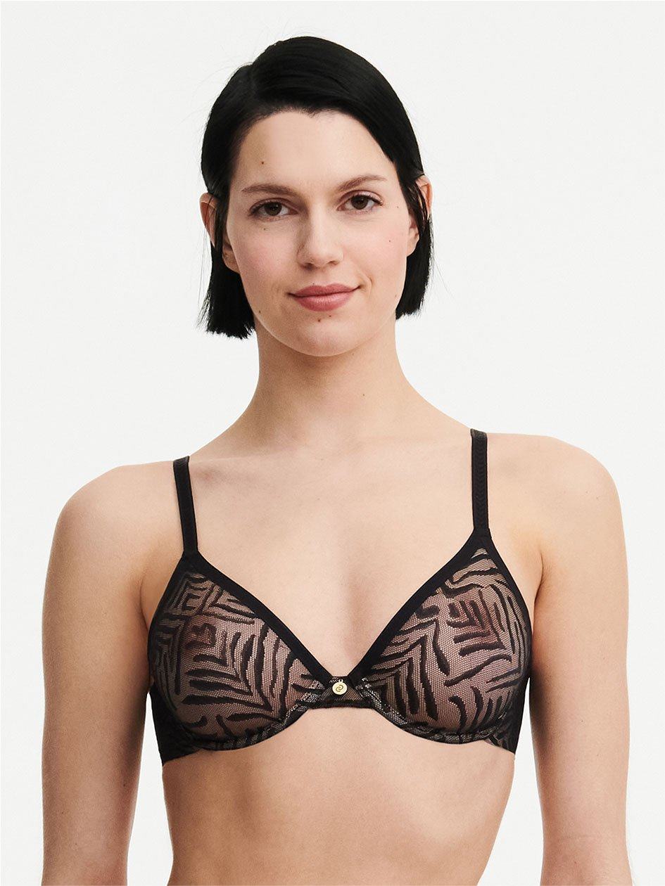 Black Women Chantelle Graphic Allure Sheer Underwire Unlined Bra | ANV1935JV