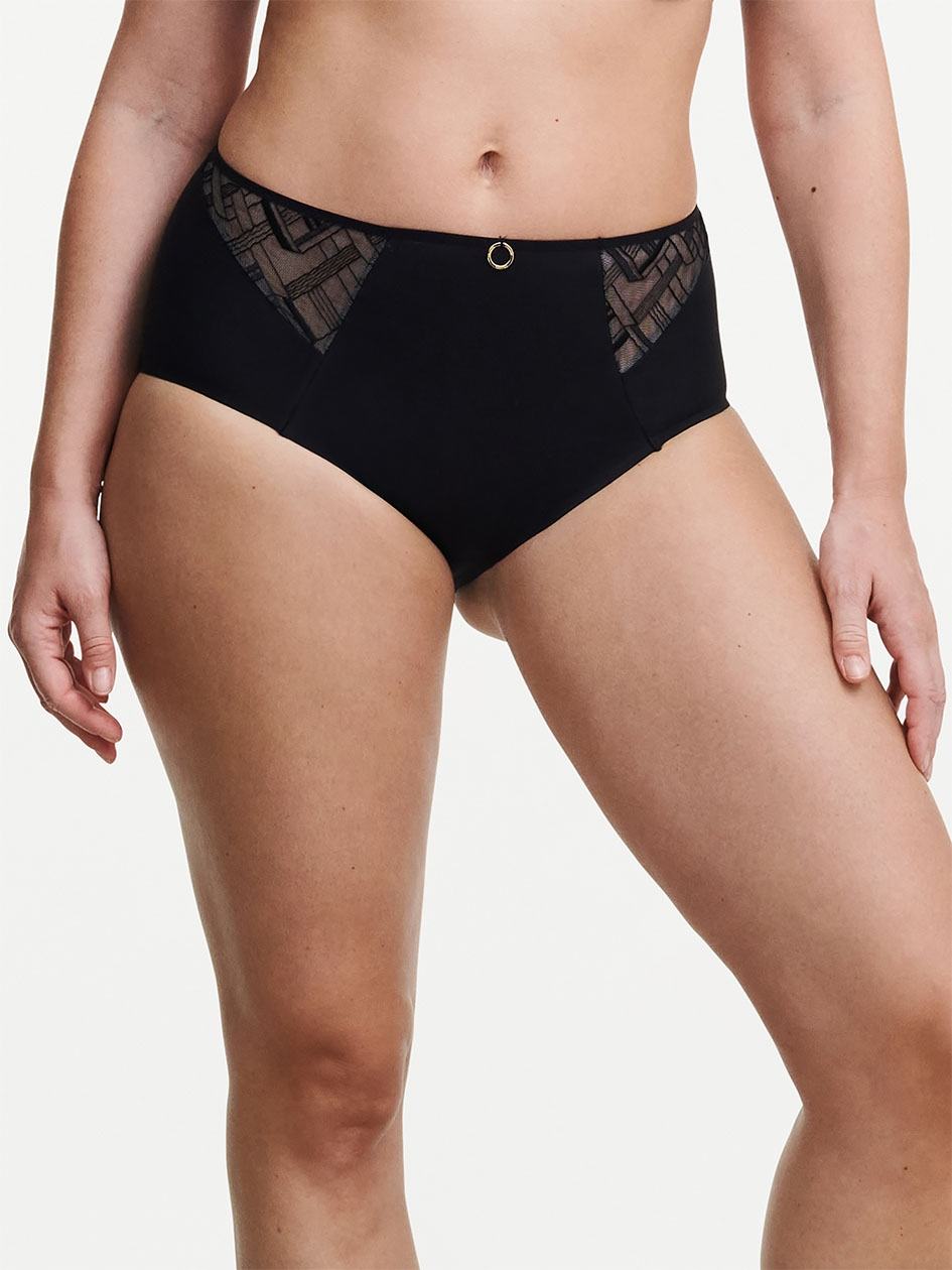 Black Women Chantelle Graphic Support Smoothing Full Briefs | DRD1824SP