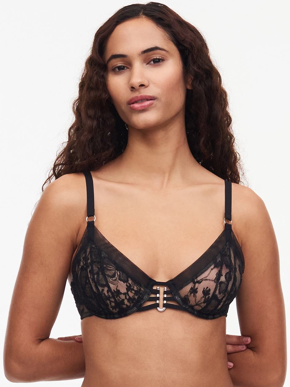 Black Women Chantelle Impulse Plunge Underwire Bras | XDV6832MF