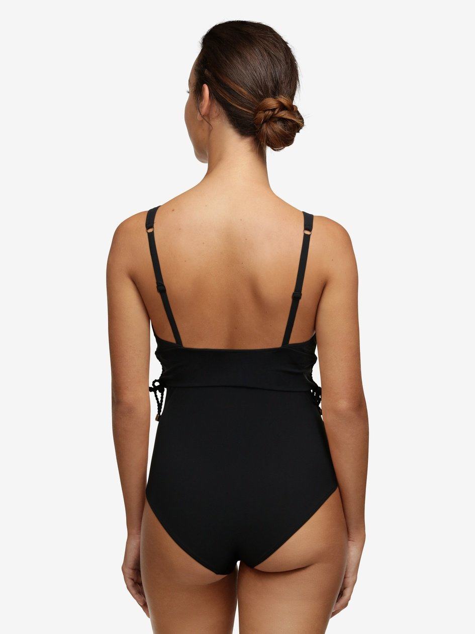 Black Women Chantelle Inspire Wirefree Plunge Swimsuits | IYE9932DT