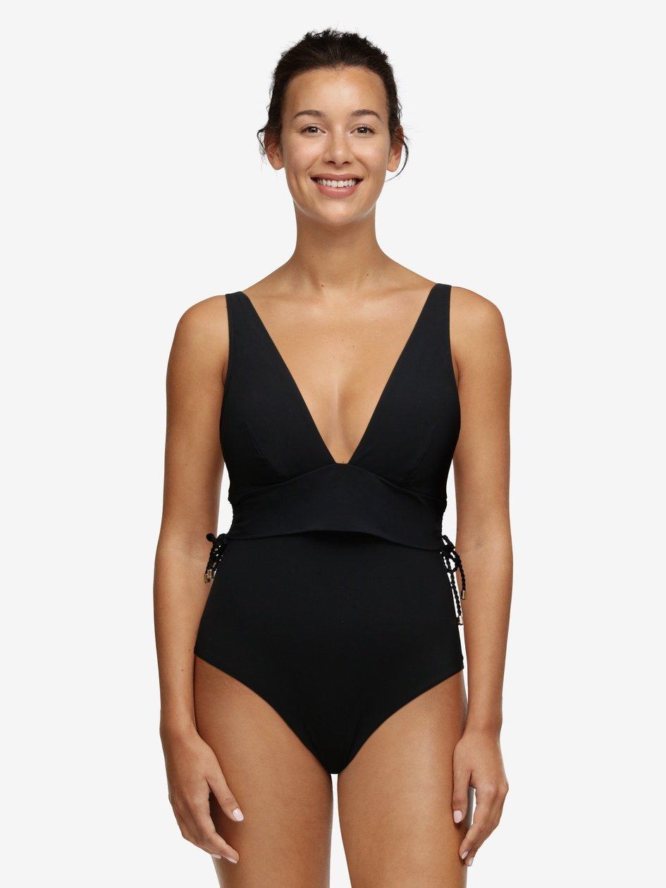 Black Women Chantelle Inspire Wirefree Plunge Swimsuits | IYE9932DT