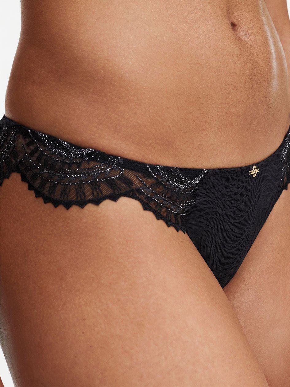 Black Women Chantelle Mystic Dream Lace Thong Panty | WTG4645JV