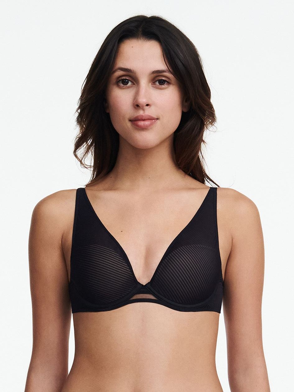 Black Women Chantelle Nais Plunge Contour Bras | TBY4529PF